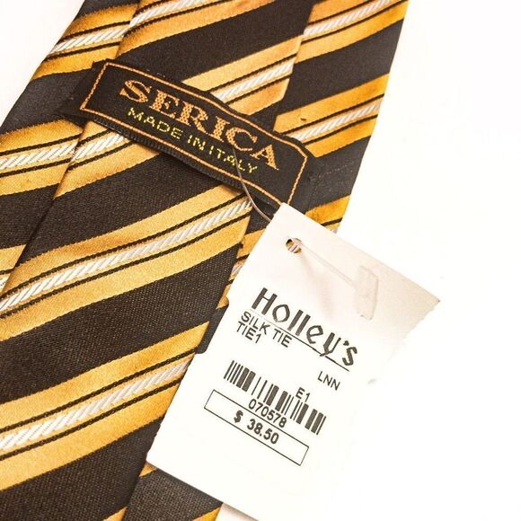 100% Silk VTG Serica Tie & Scimitar Sword Tie Bar Mother of Pearl - Picture 5 of 14